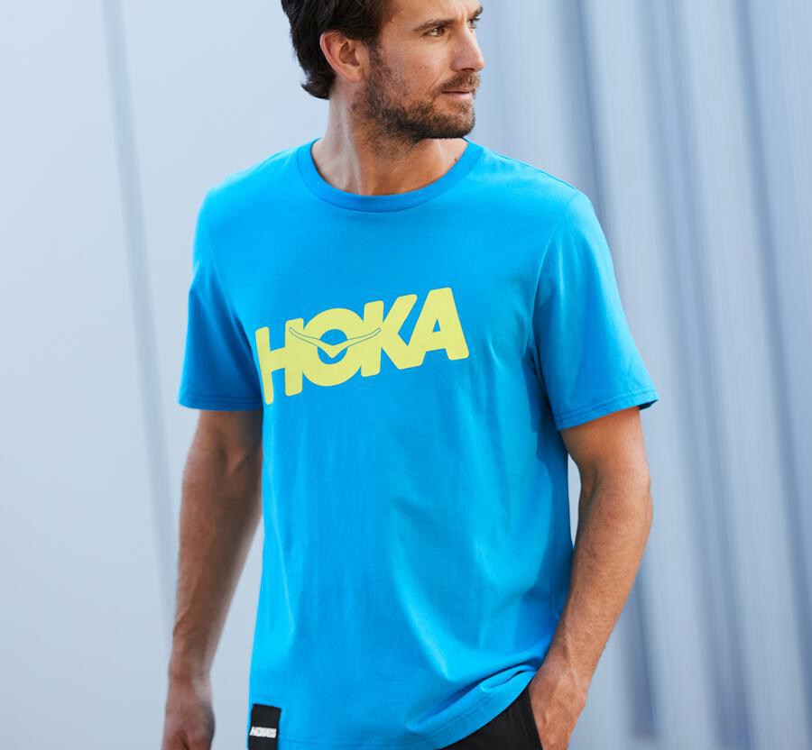 Hoka One One Tee Mens Blue - Brand - 41309LNGR